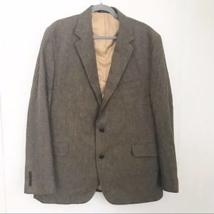 Lands’ End Cotton Tweed Brown Two-Button Blazer
